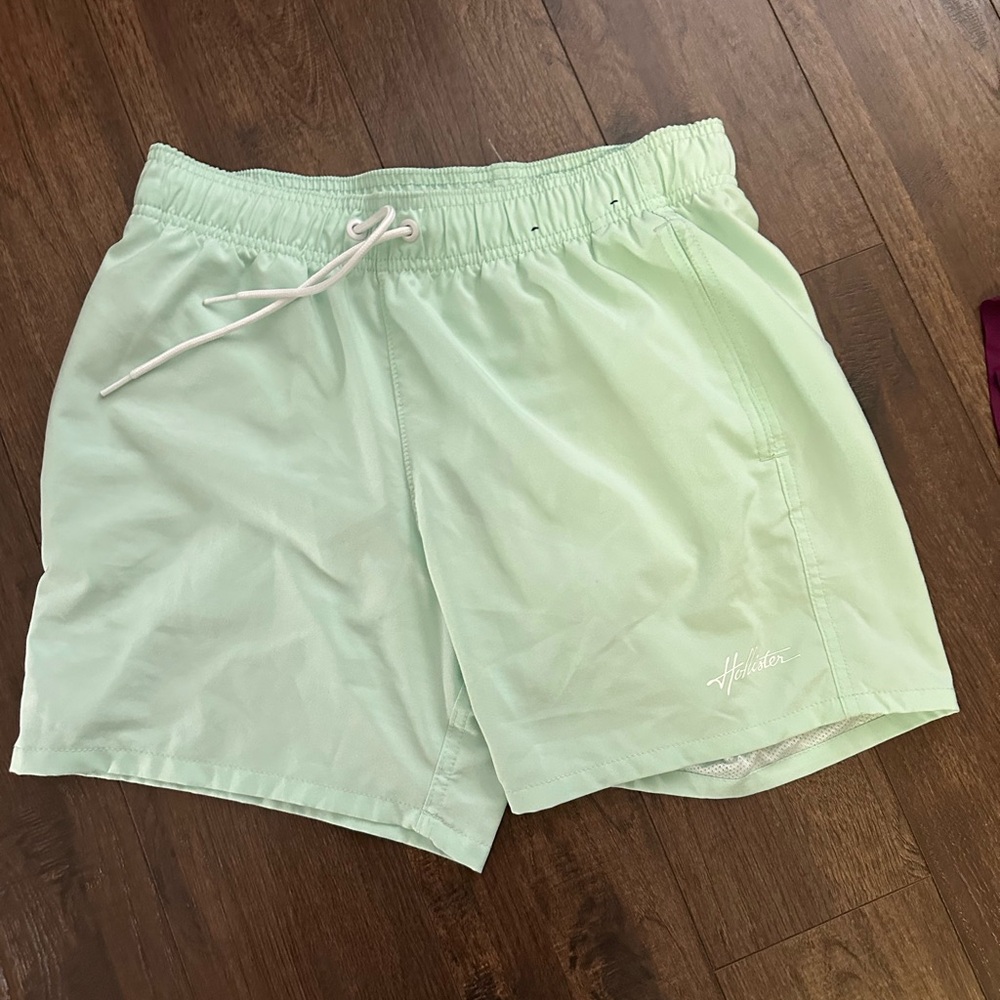 Hollister Light Mint Green Lined Swim Shorts